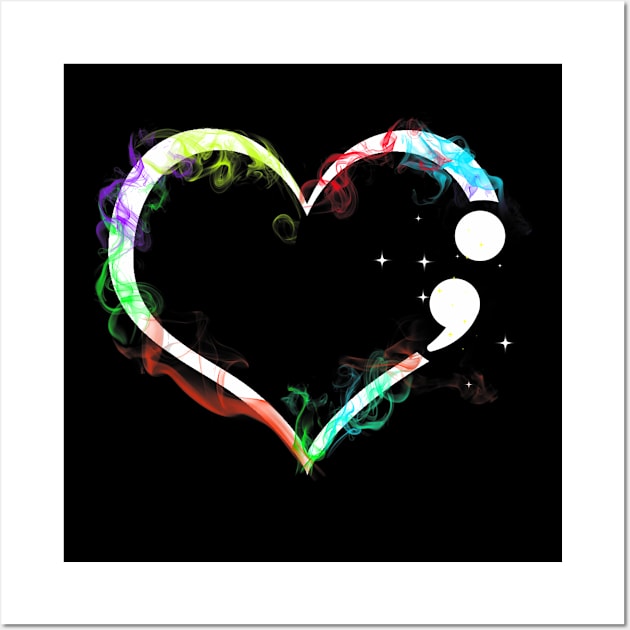 Heart Semicolon - Mental Health Wall Art by Wolfek246